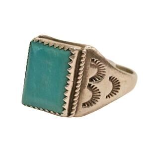 Vintage Diné (Navajo) Turquoise Sterling Silver Ring by Augustine Largo